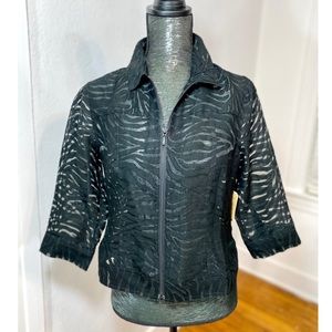 Coldwater Creek Safari Burnout Zebra Jacket Blazer Front Zip Sz 6P ~ NWT $89.95